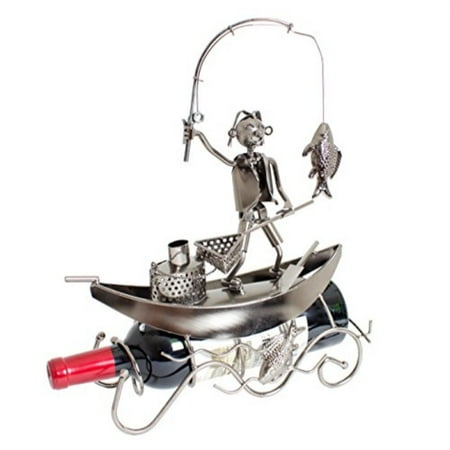 BRUBAKER Wine Bottle Holder Hunter with Dog Metal Wine Stand